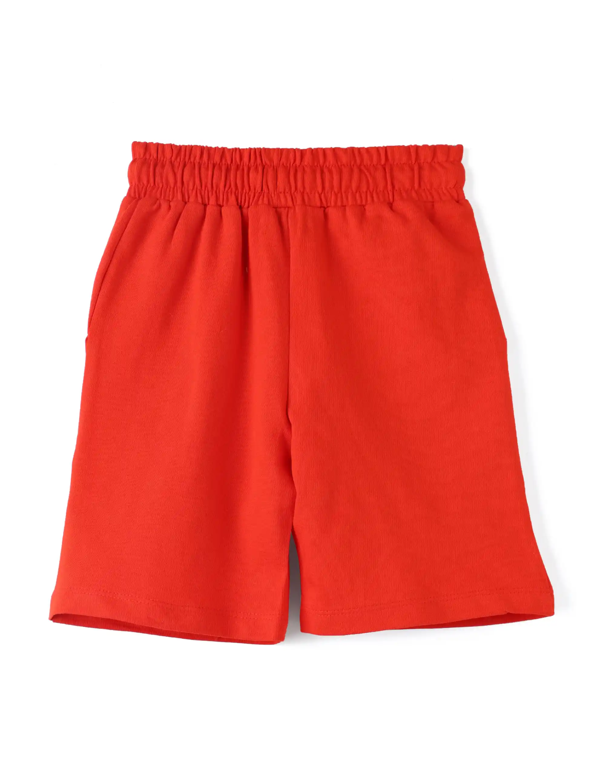 Boys Shorts Cotton French Terry Fiery Red Peanut Monkey - Image 4
