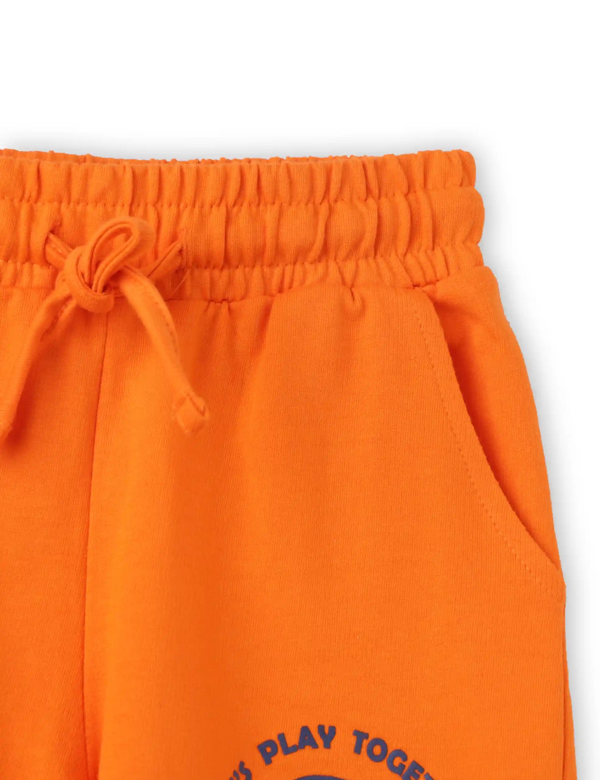 Boys Shorts Cotton French Terry Scarlet Ibis Orange Baby Penguin - Image 3