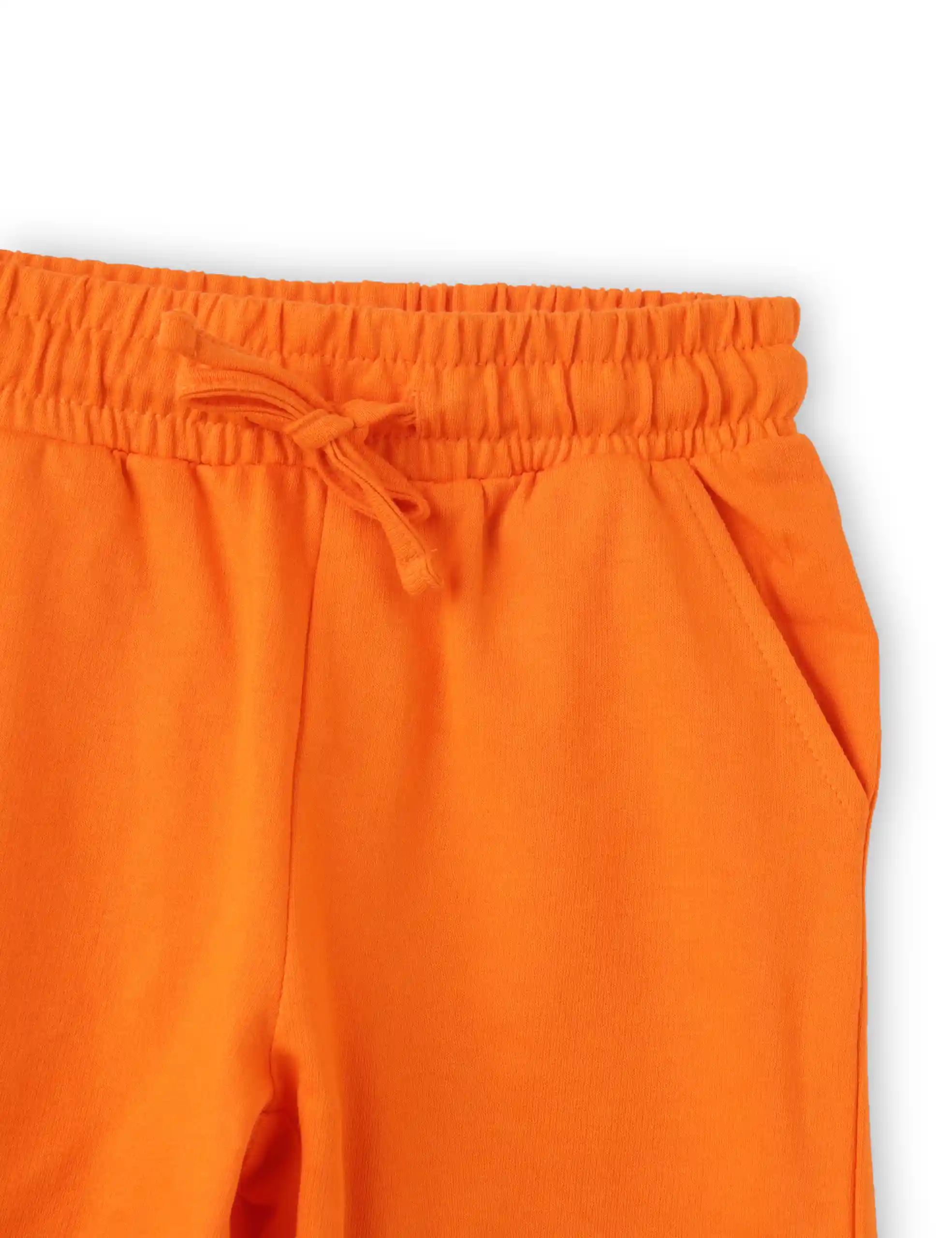 Boys Shorts Cotton French Terry Scarlet Ibis Orange Cool Shark - Image 3