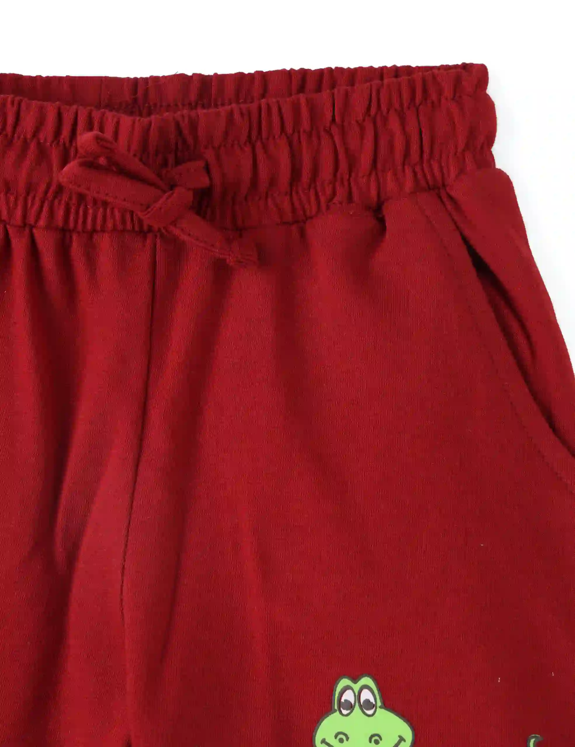 Boys Shorts Cotton French Terry Winery Red Cute Dino - Image 3