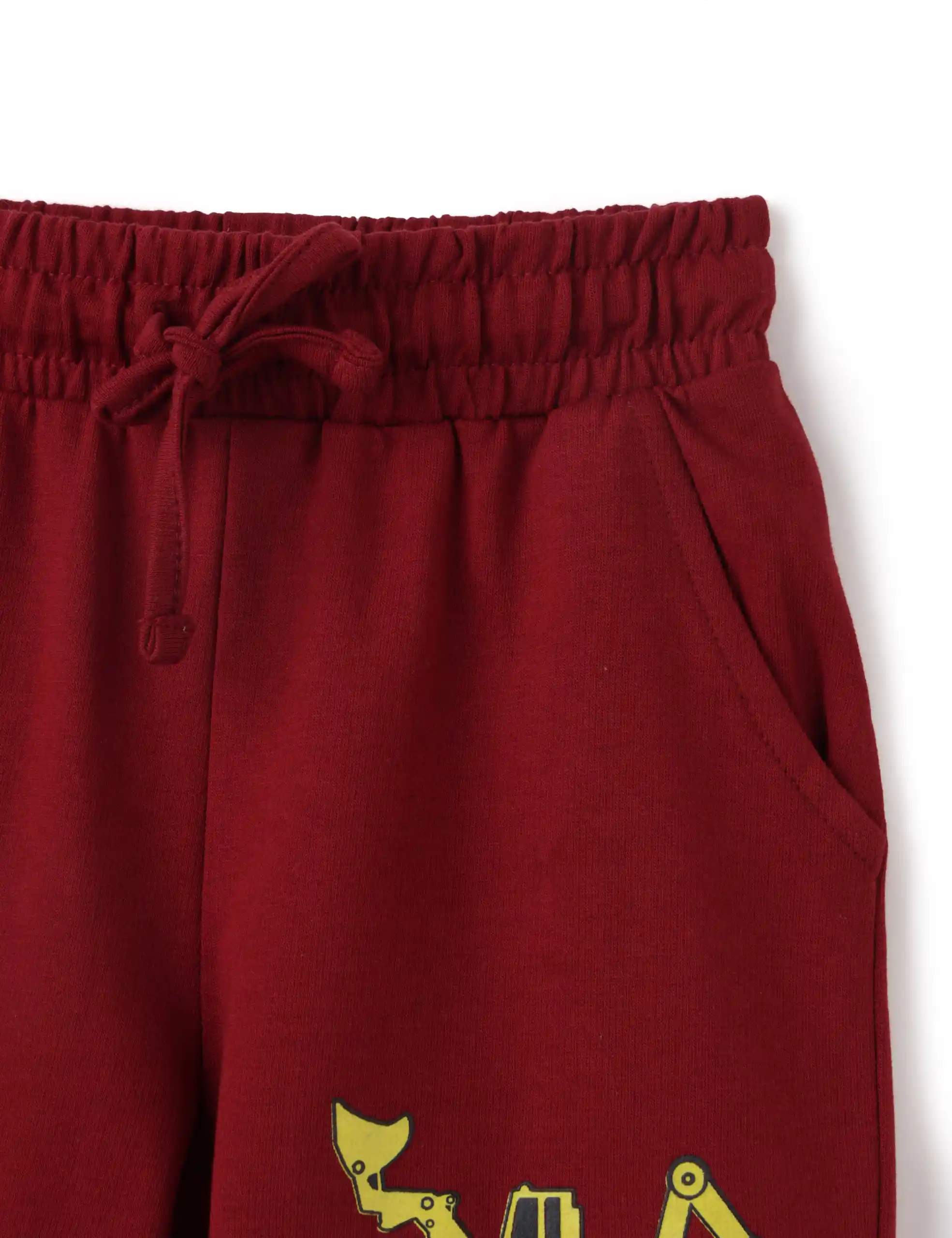 Boys Shorts Cotton French Terry Winery Red Mini Digger - Image 3
