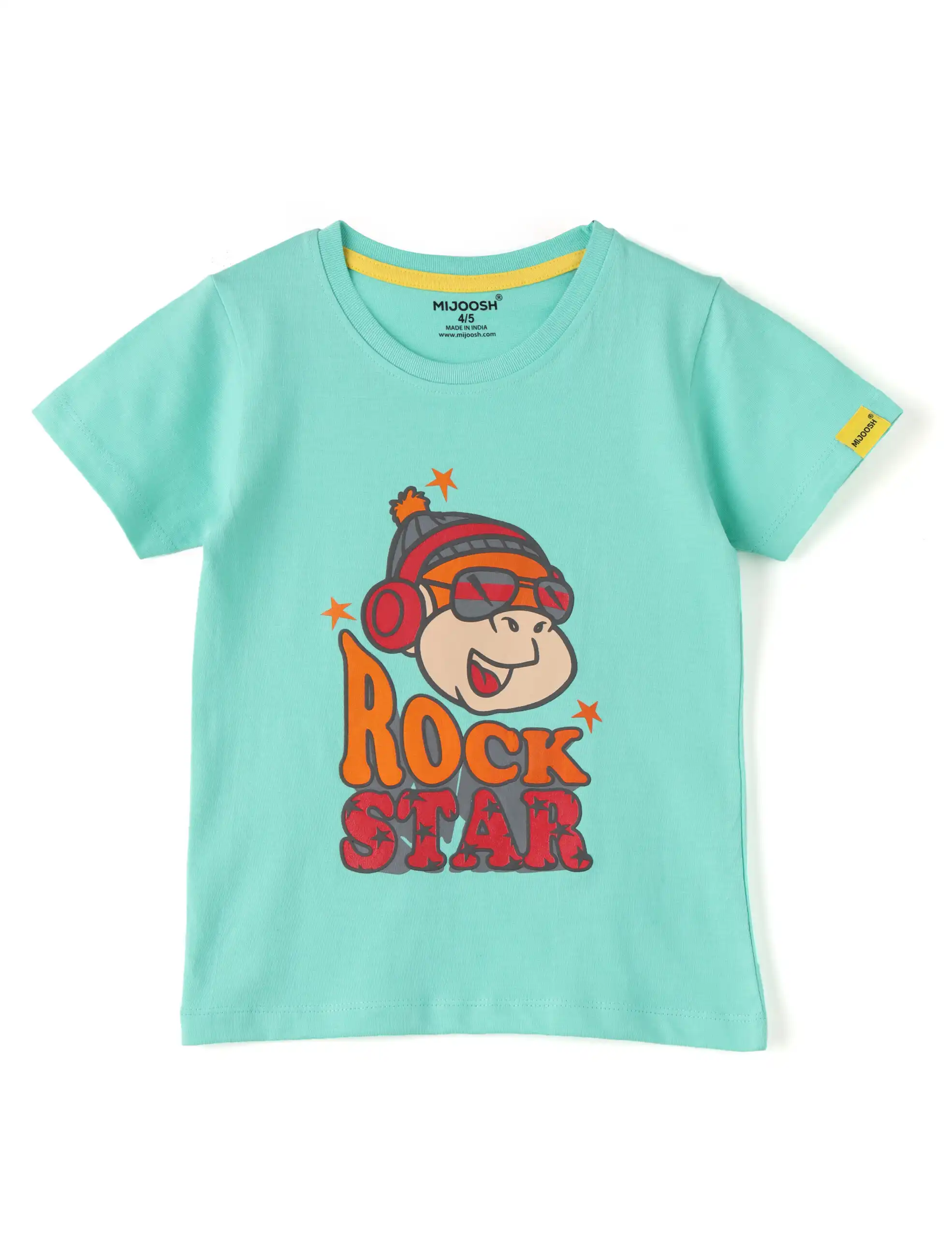 Buy Biscay Green Rock Star T-shirt for Boys – Soft Cotton Tee (Ages 2–6) - Image 3