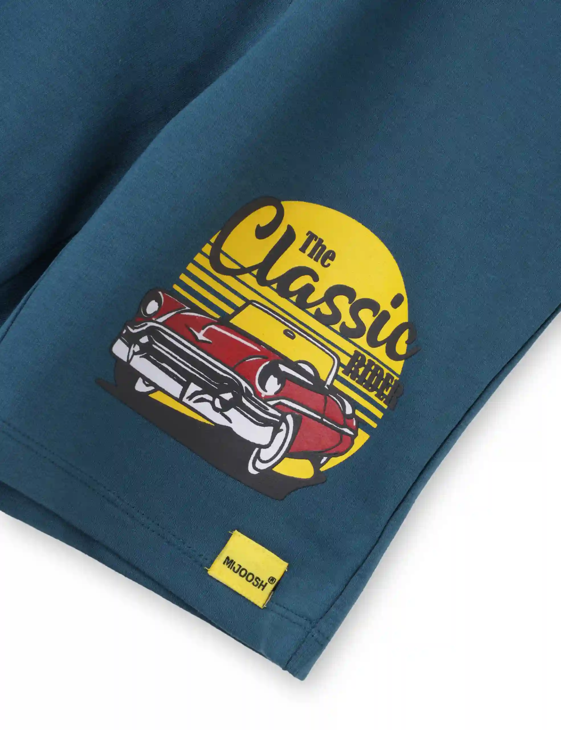 Boys Shorts Cotton French Terry Blue Coral Classic Car - Image 3