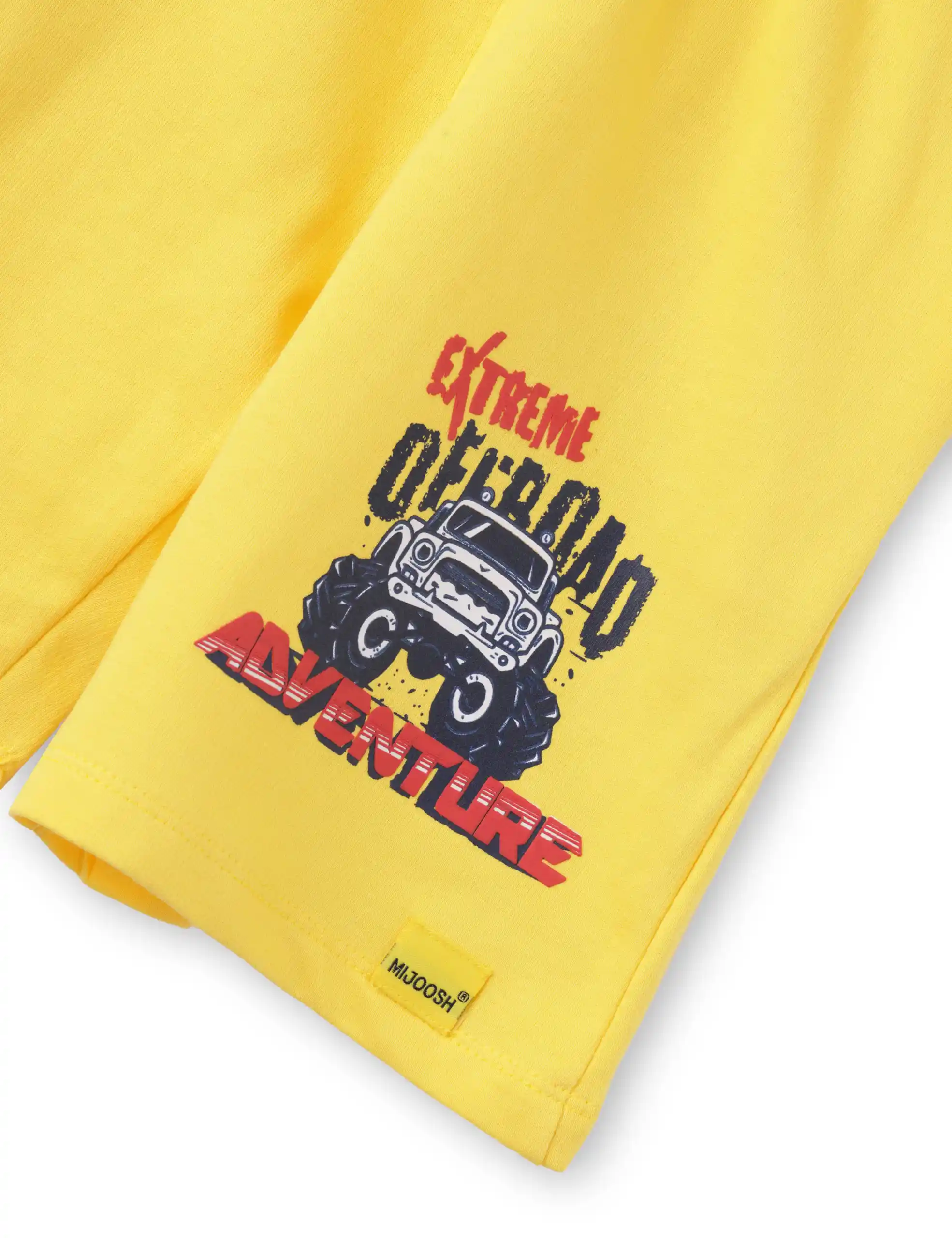 Boys Shorts Cotton French Terry Dandelion Yellow Off Road Jeep - Image 3