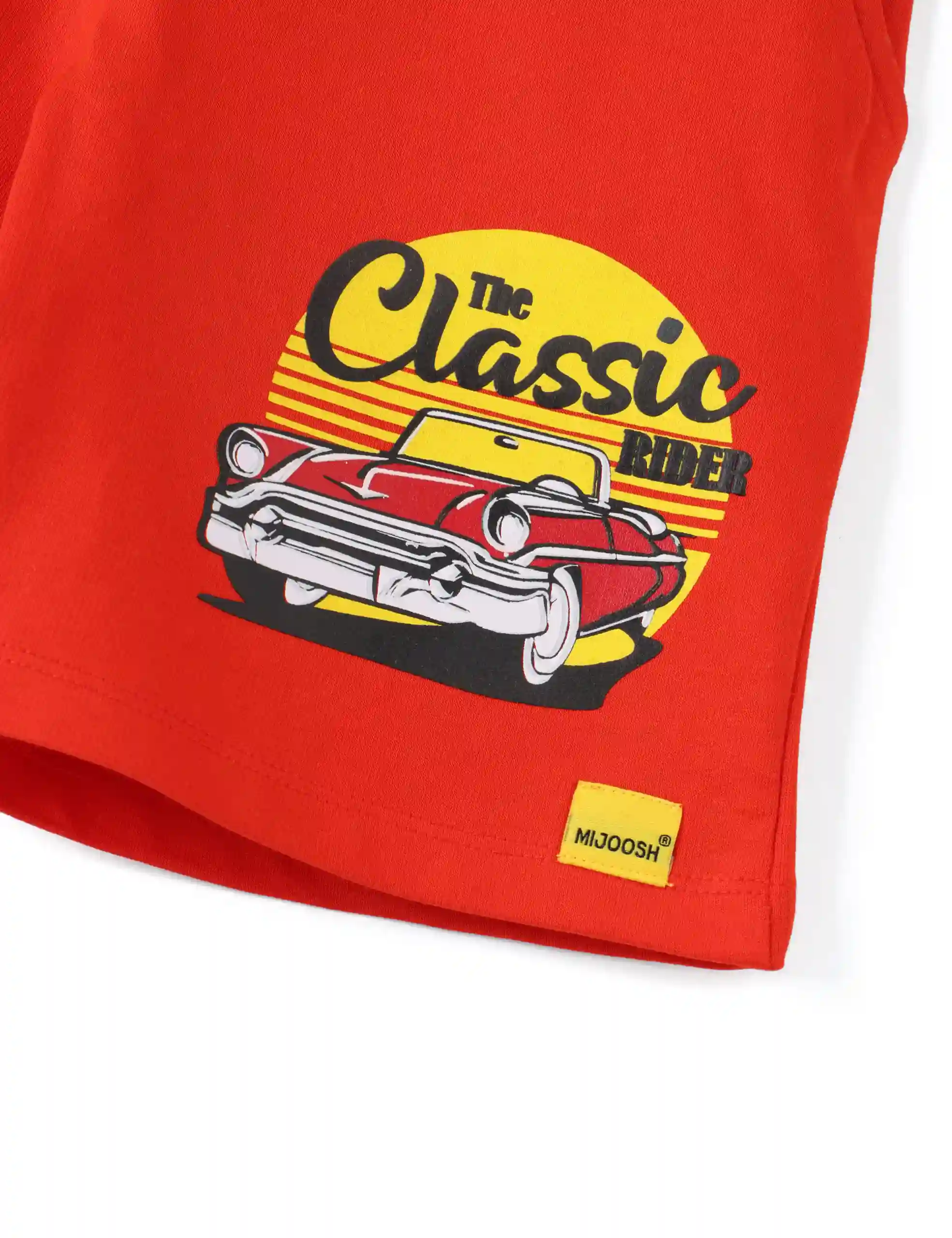 Boys Shorts Cotton French Terry Fiery Red Classic Car - Image 3