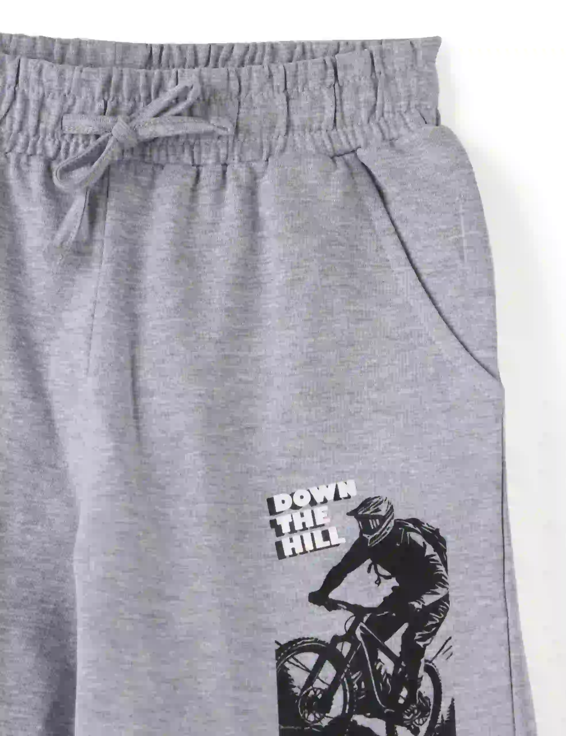 Boys Shorts Cotton French Terry Grey Heather Melange Mountain Bike - Image 4