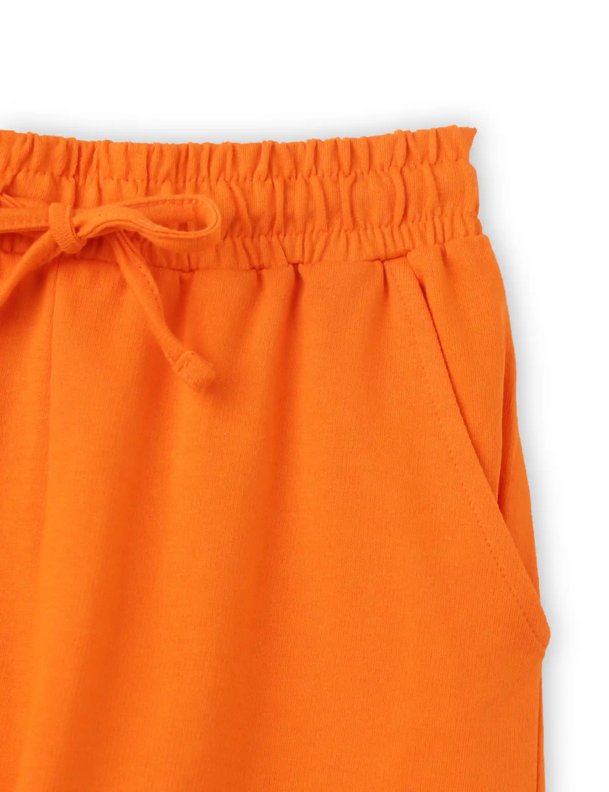 Boys Shorts Cotton French Terry Scarlet Ibis Orange Super Hero - Image 4