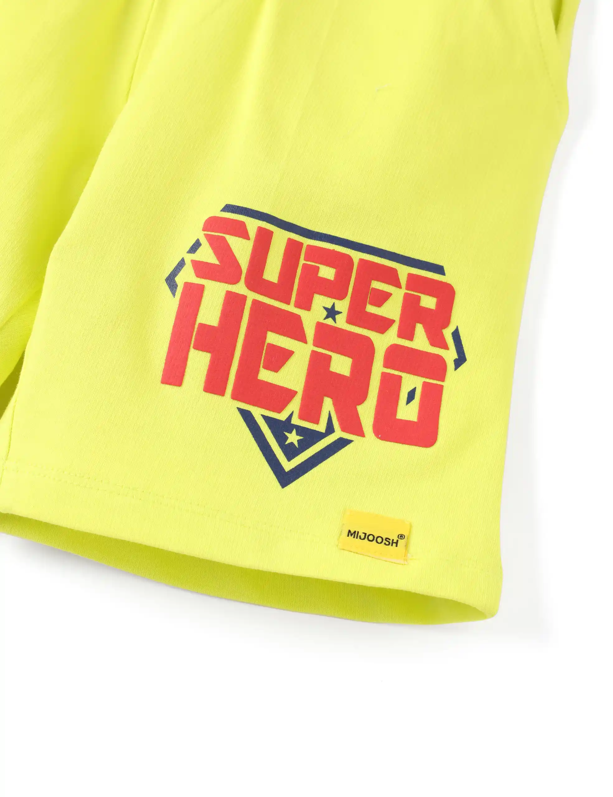 Boys Shorts Cotton French Terry Sulphur Spring Lime Super Hero - Image 3
