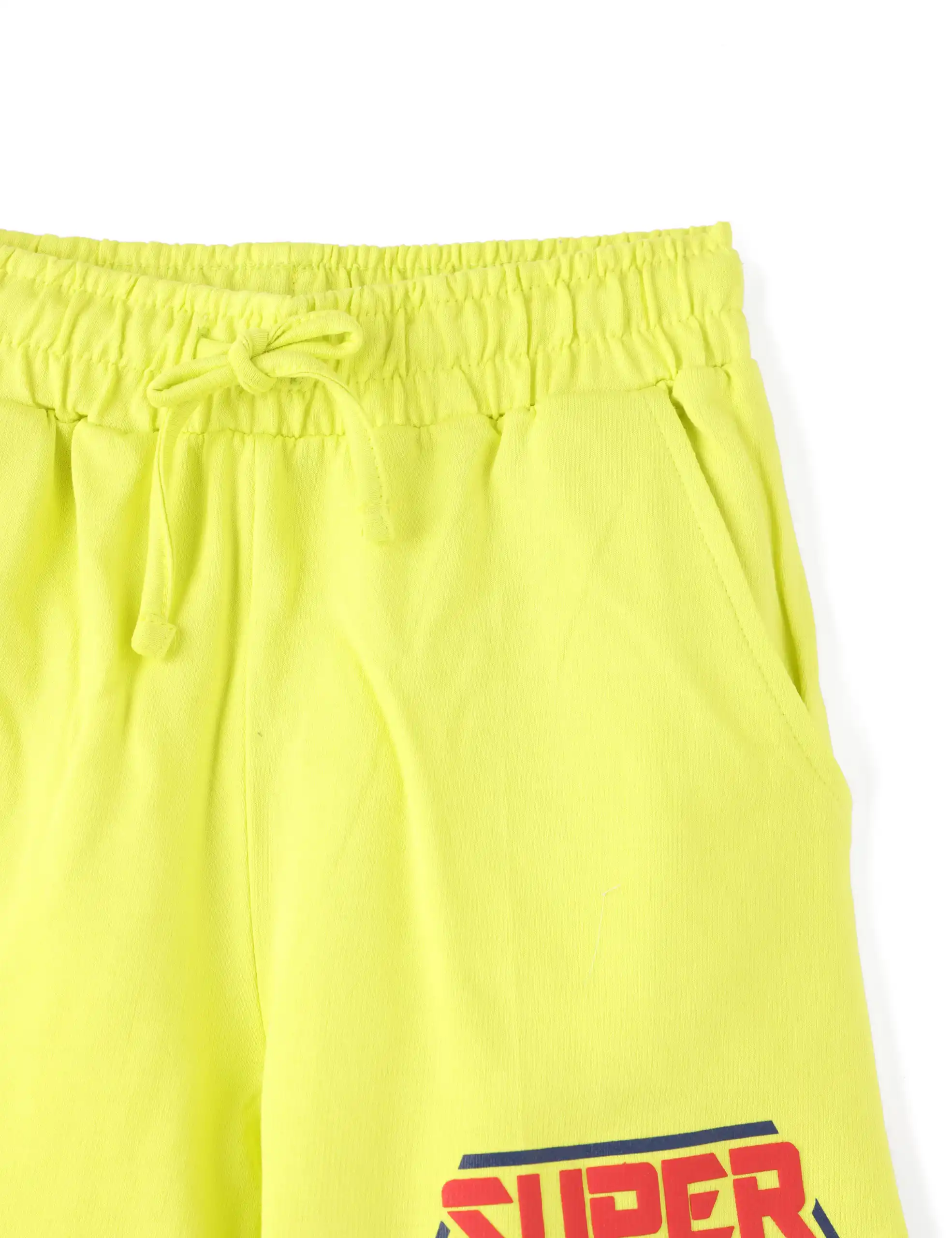 Boys Shorts Cotton French Terry Sulphur Spring Lime Super Hero - Image 4