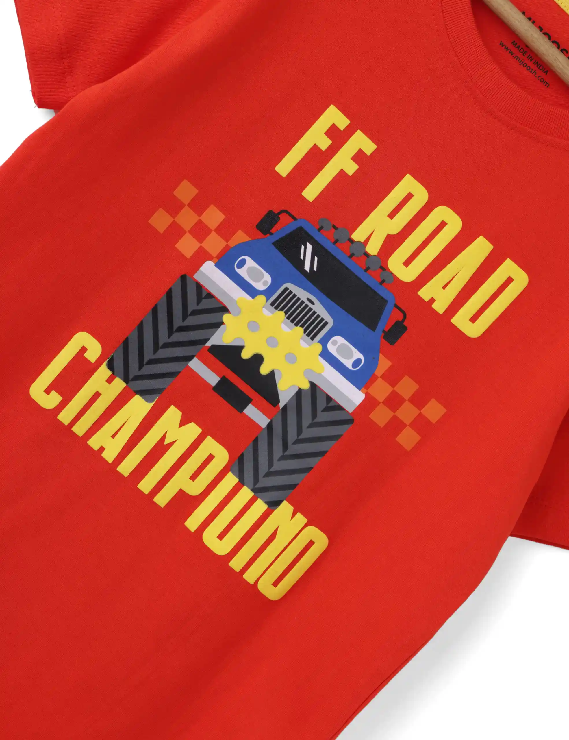 Boys T-Shirt Fiery Red / Blue Coral, Soft Cotton, Ages 7-14 (2pcs pack) - Image 5