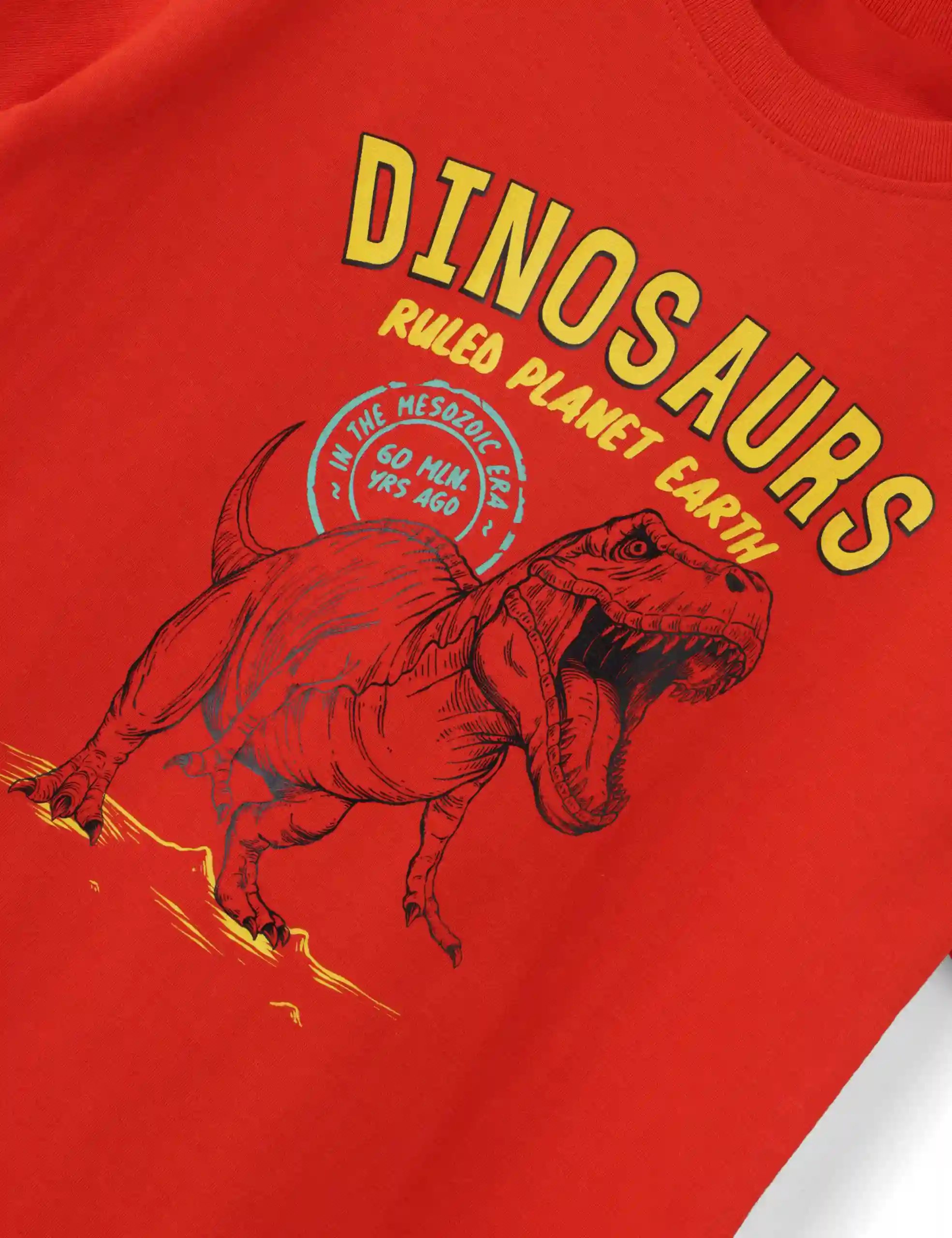 Boys T-Shirt Grey Heather Mélange / Fiery Red, Soft Cotton, Ages 7-14 (2pcs pack) - Image 6
