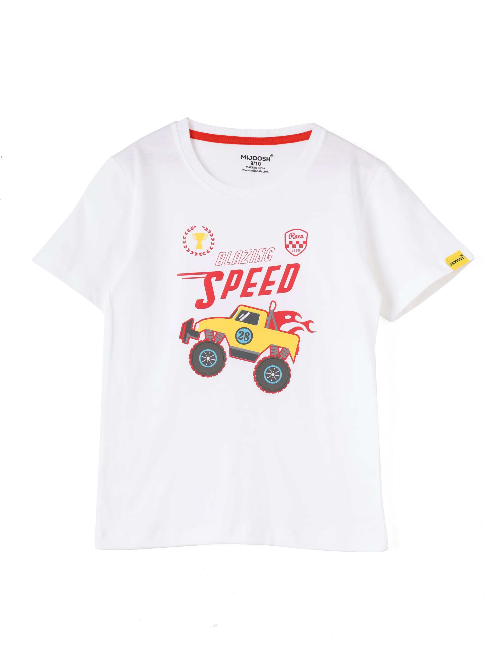 Boys T-Shirt White / Scarlet Ibis Orange, Soft Cotton, Ages 7-14 (2pcs pack) - Image 5
