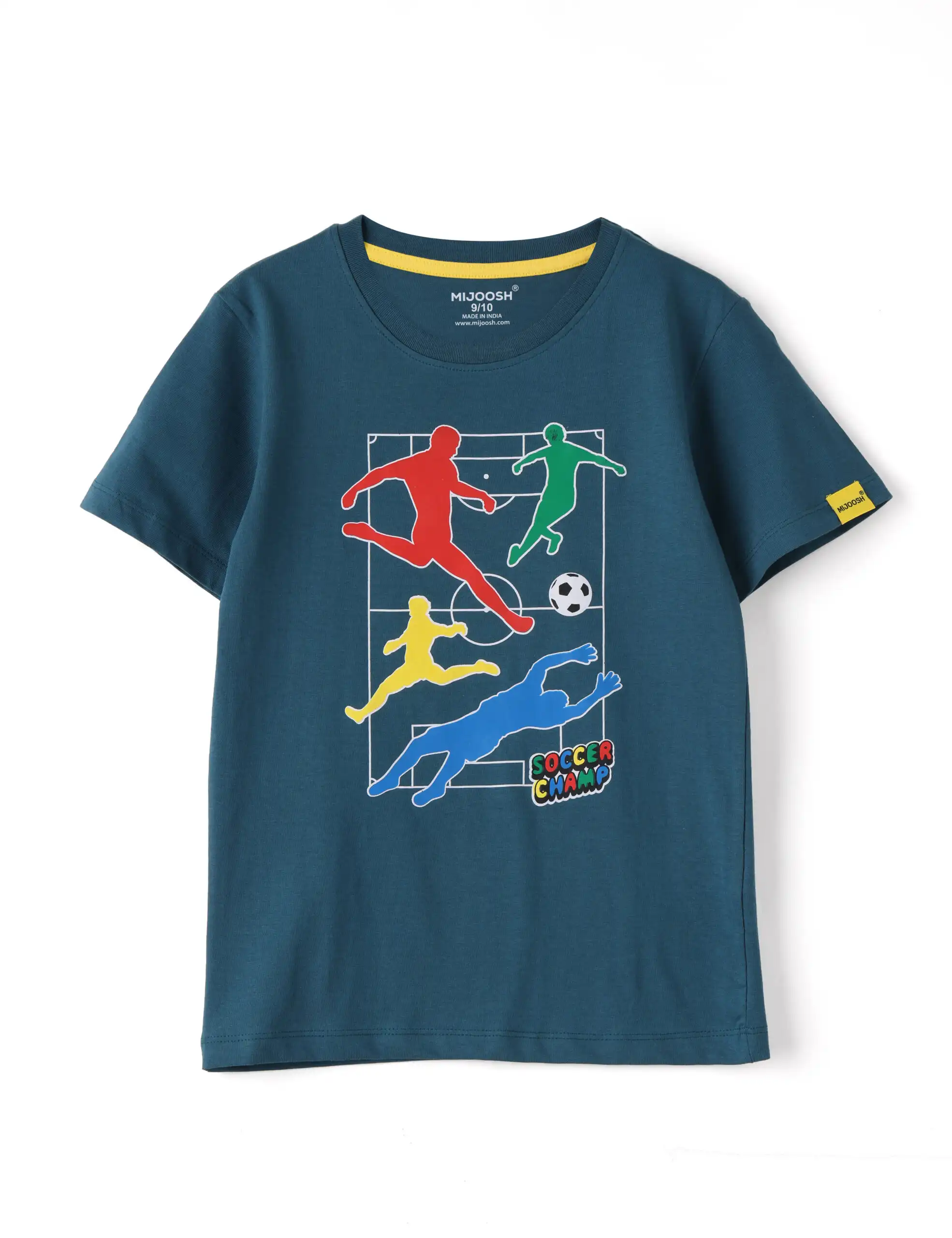 Boys T shirt Cotton Blue Coral "Soccer Camp" - Image 3