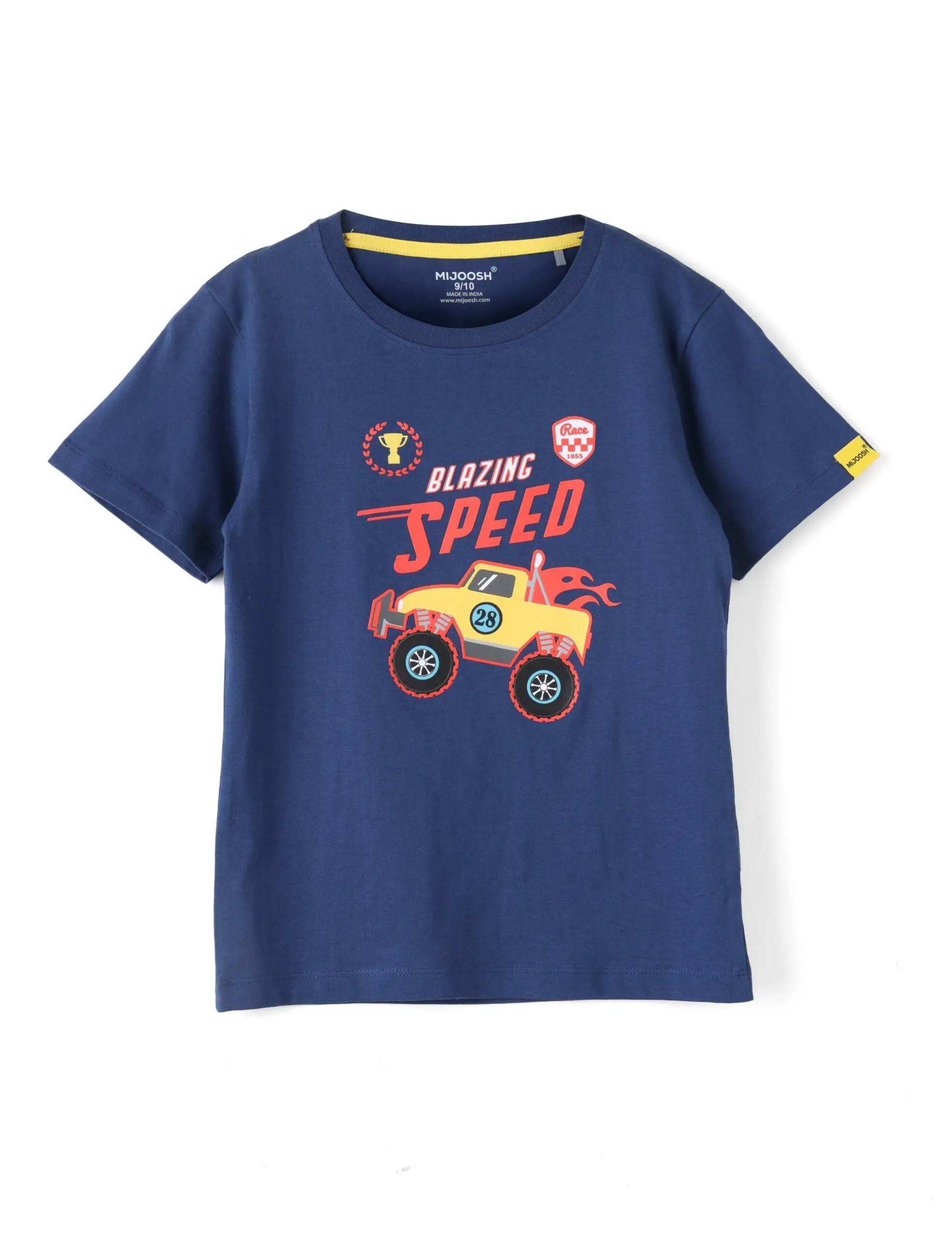 Boys T shirt Cotton Estate Blue Blazing Speed Monster Truck - Image 3