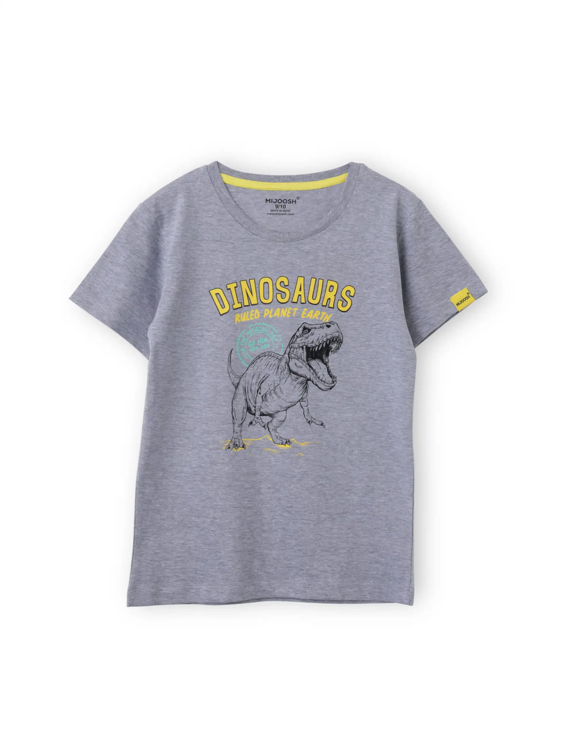 Boys T shirt Cotton Grey Heather Melange Dinosaurs - Image 3