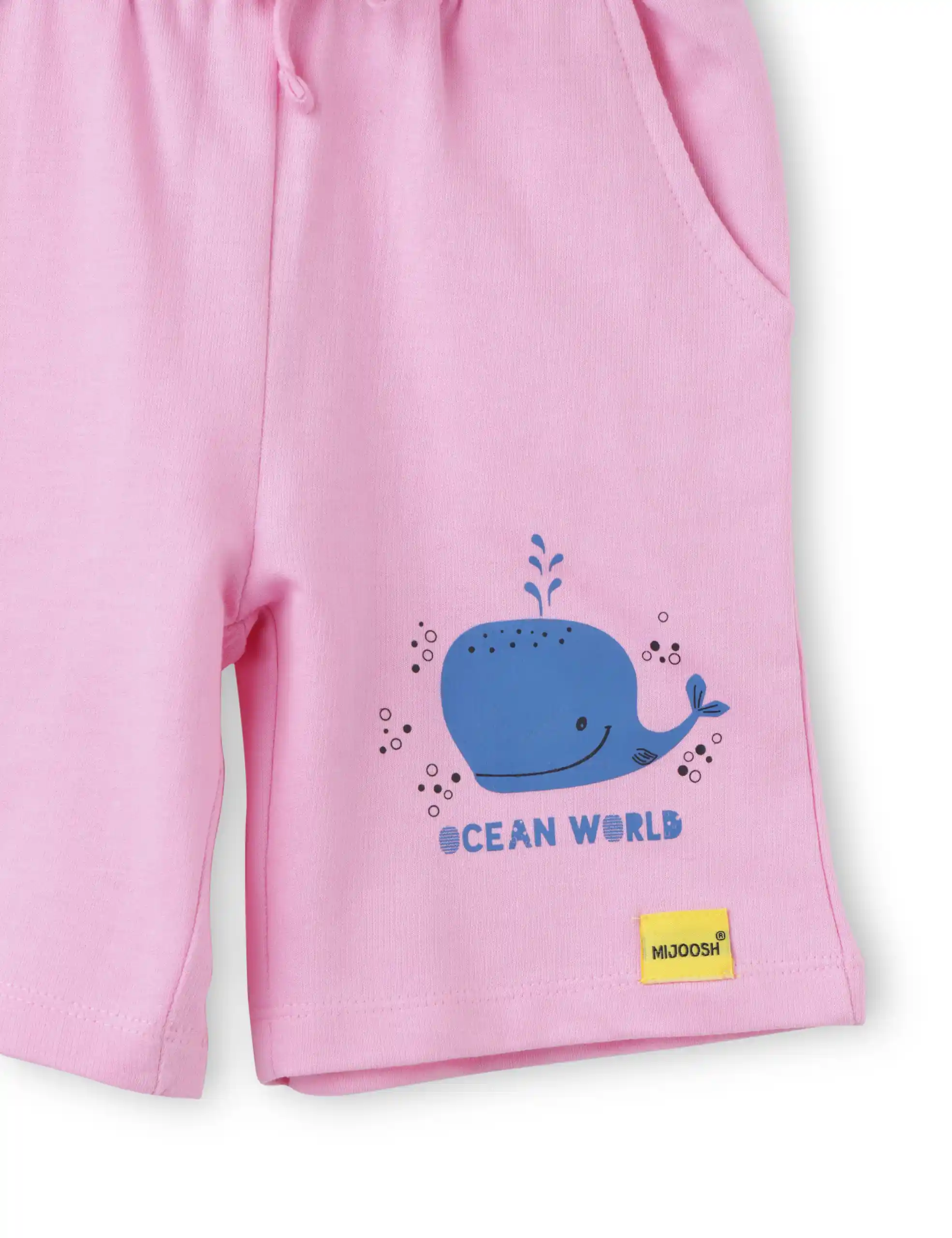 Girls Shorts Cotton French Terry Bon Bon Pink Baby Shark - Image 3
