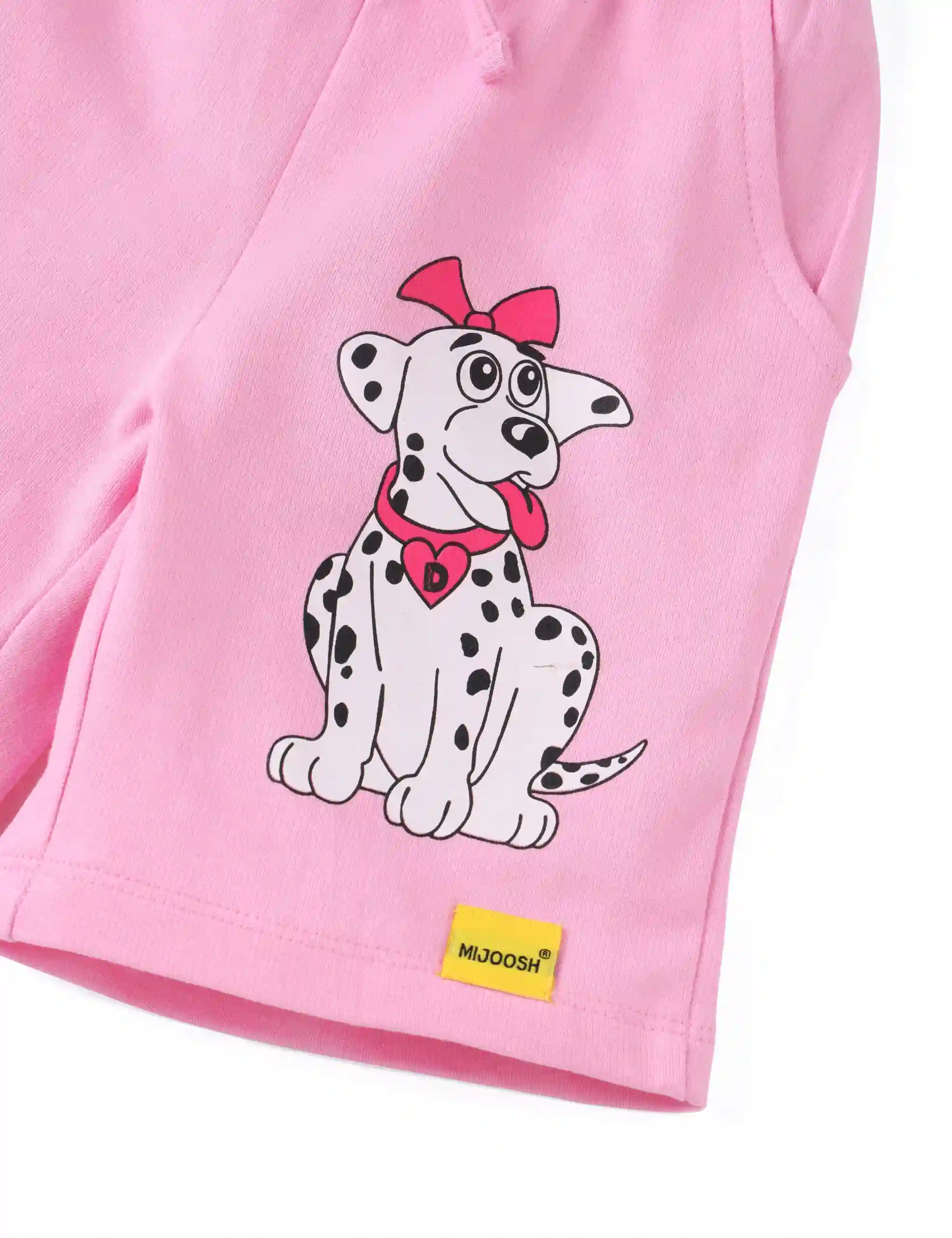Girls Shorts Cotton French Terry Bon Bon Pink “Cute Dog” - Image 3