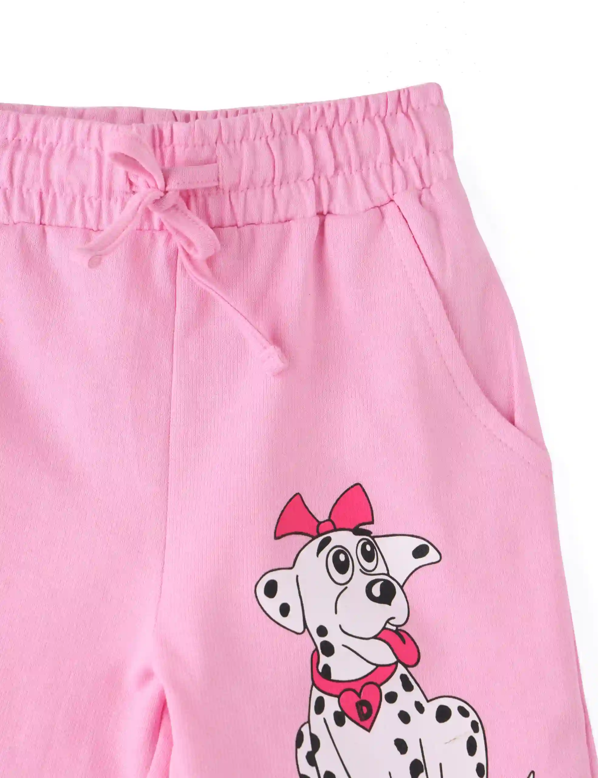 Girls Shorts Cotton French Terry Bon Bon Pink “Cute Dog” - Image 4