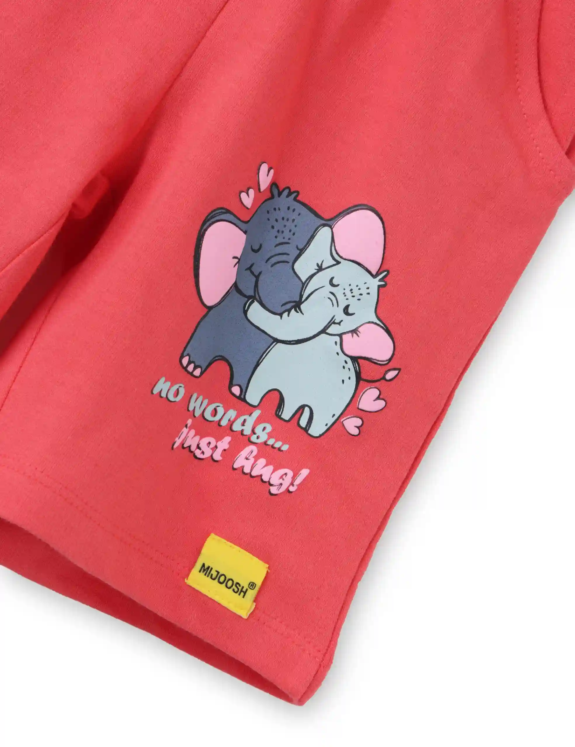 Girls Shorts Cotton French Terry Hibiscus Red Cute Couple Elephant - Image 3
