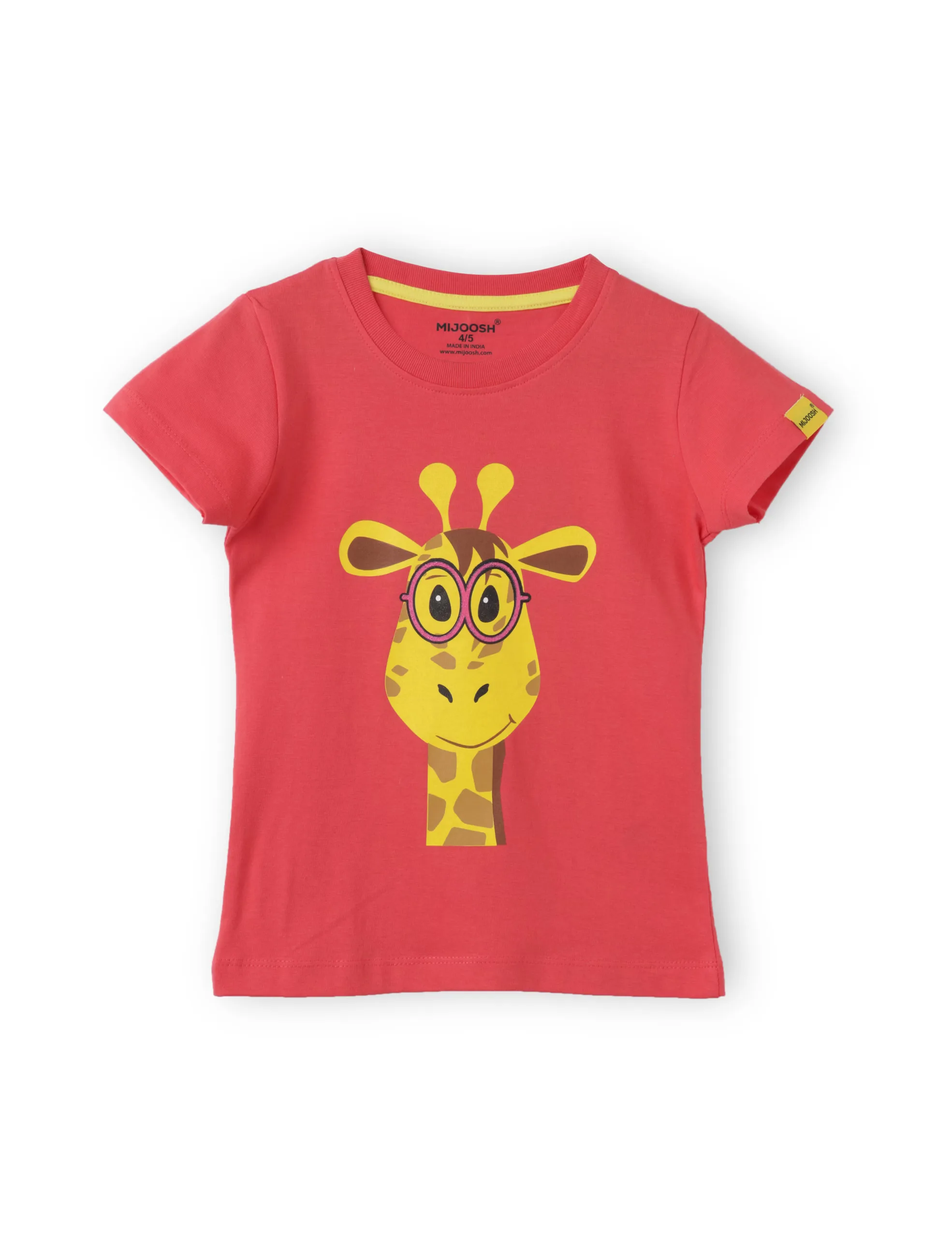 Girls T-Shirt Hibiscus Red / Acid Lime Green, Soft Cotton, Ages 2-6 (2pcs pack) - Image 3