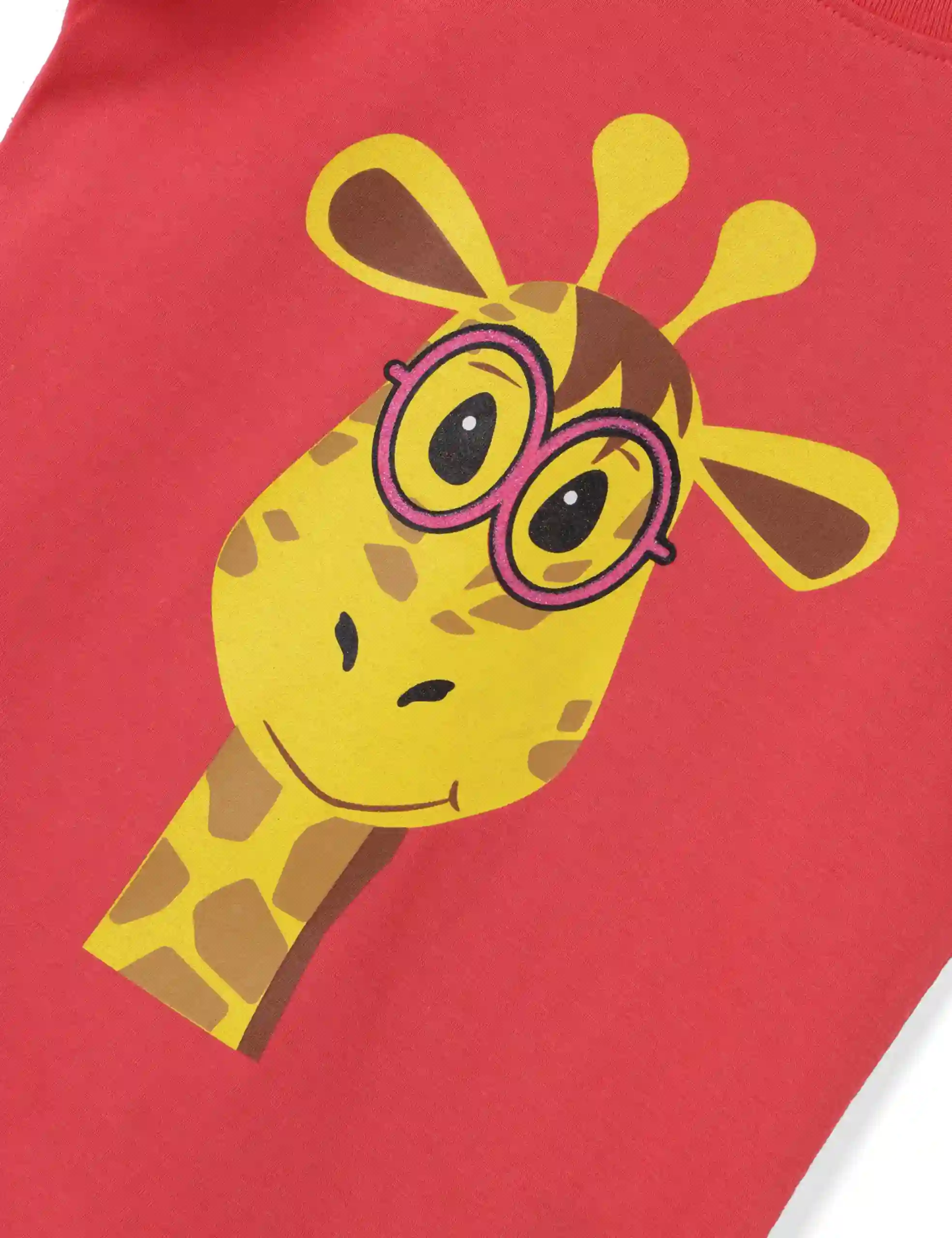 Girls T-Shirt Hibiscus Red / Acid Lime Green, Soft Cotton, Ages 2-6 (2pcs pack) - Image 4