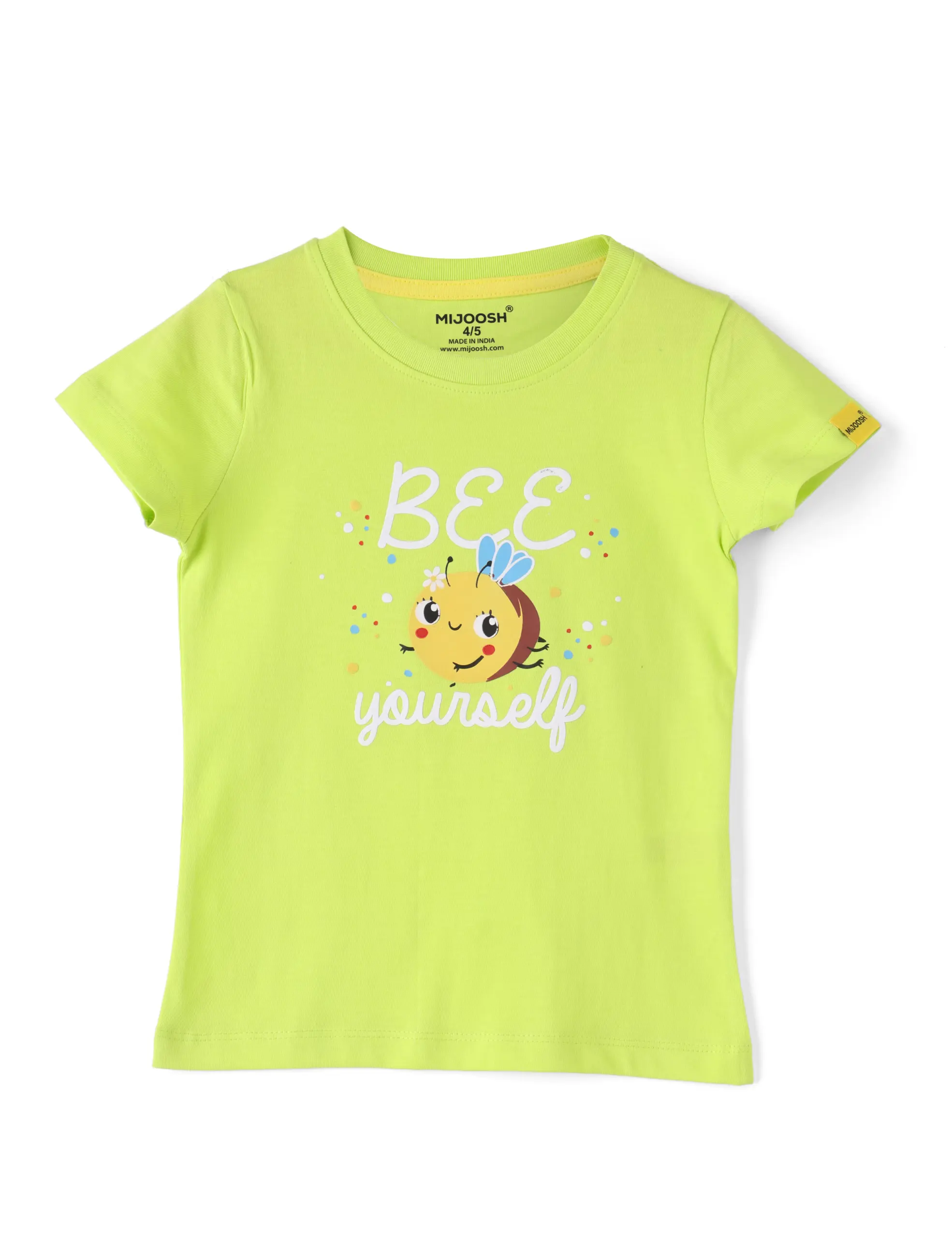 Girls T-Shirt Hibiscus Red / Acid Lime Green, Soft Cotton, Ages 2-6 (2pcs pack) - Image 5