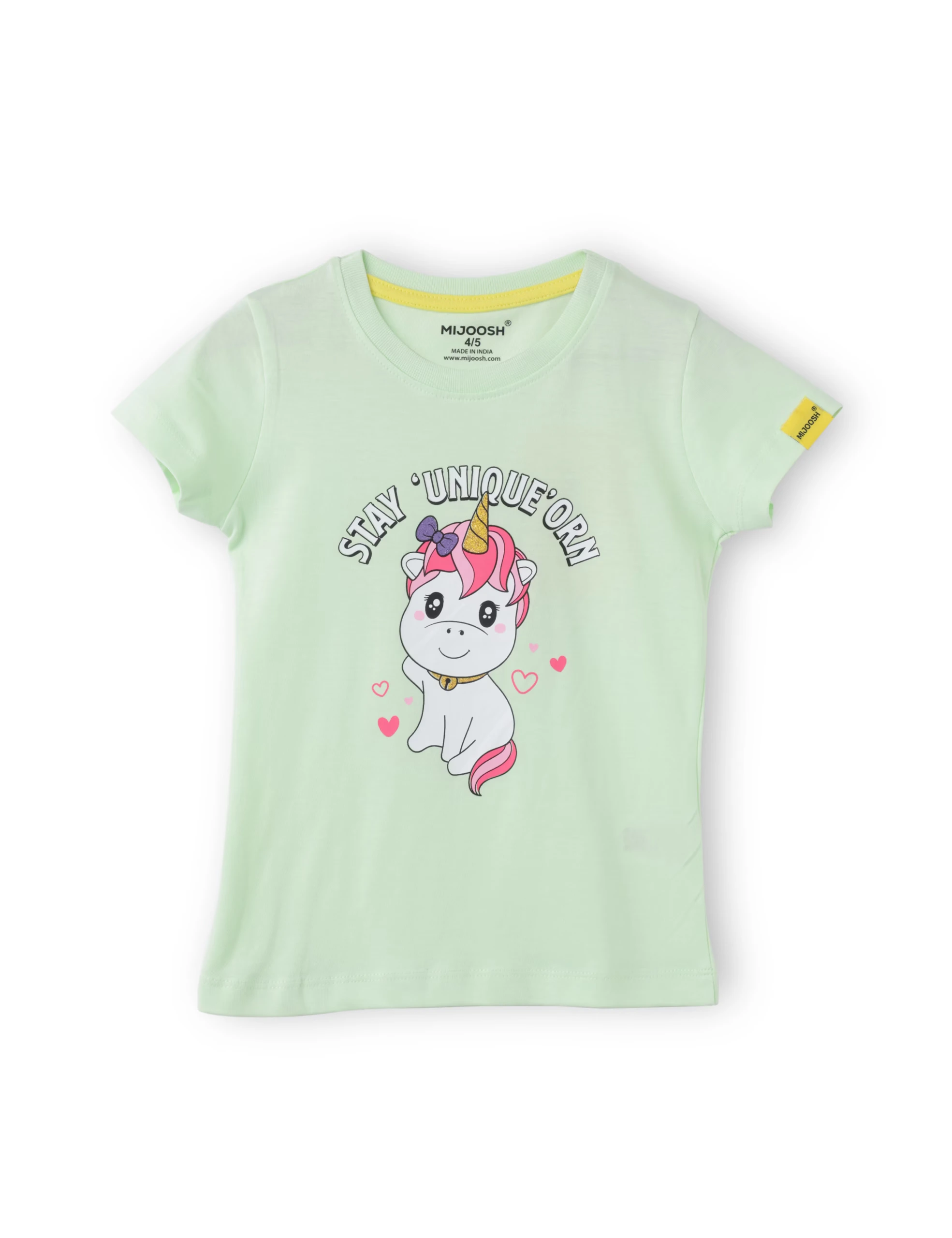 Girls T-Shirt Patina Green / Blazing Yellow, Soft Cotton, Ages 2-6 (2pcs pack) - Image 3