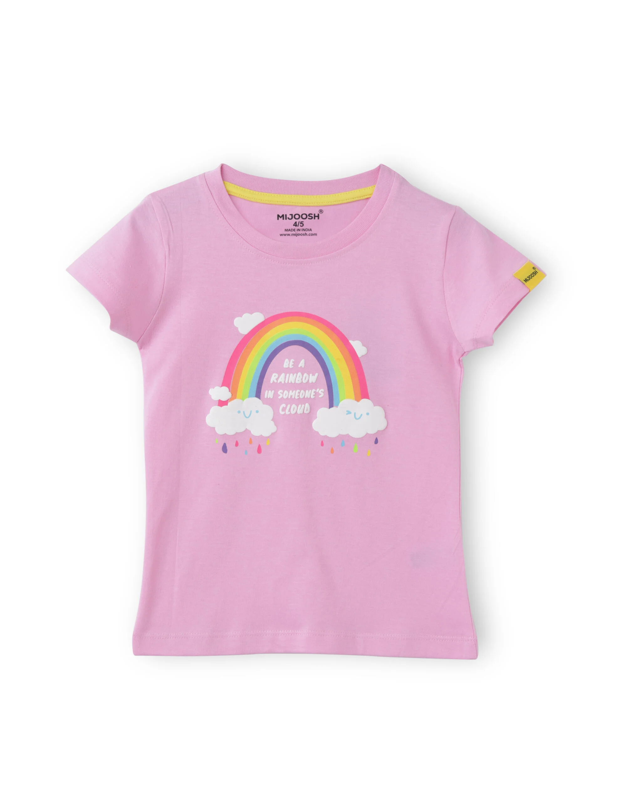 Girls T shirt Cotton Bon Bon Pink Rainbow and Cloud - Image 3