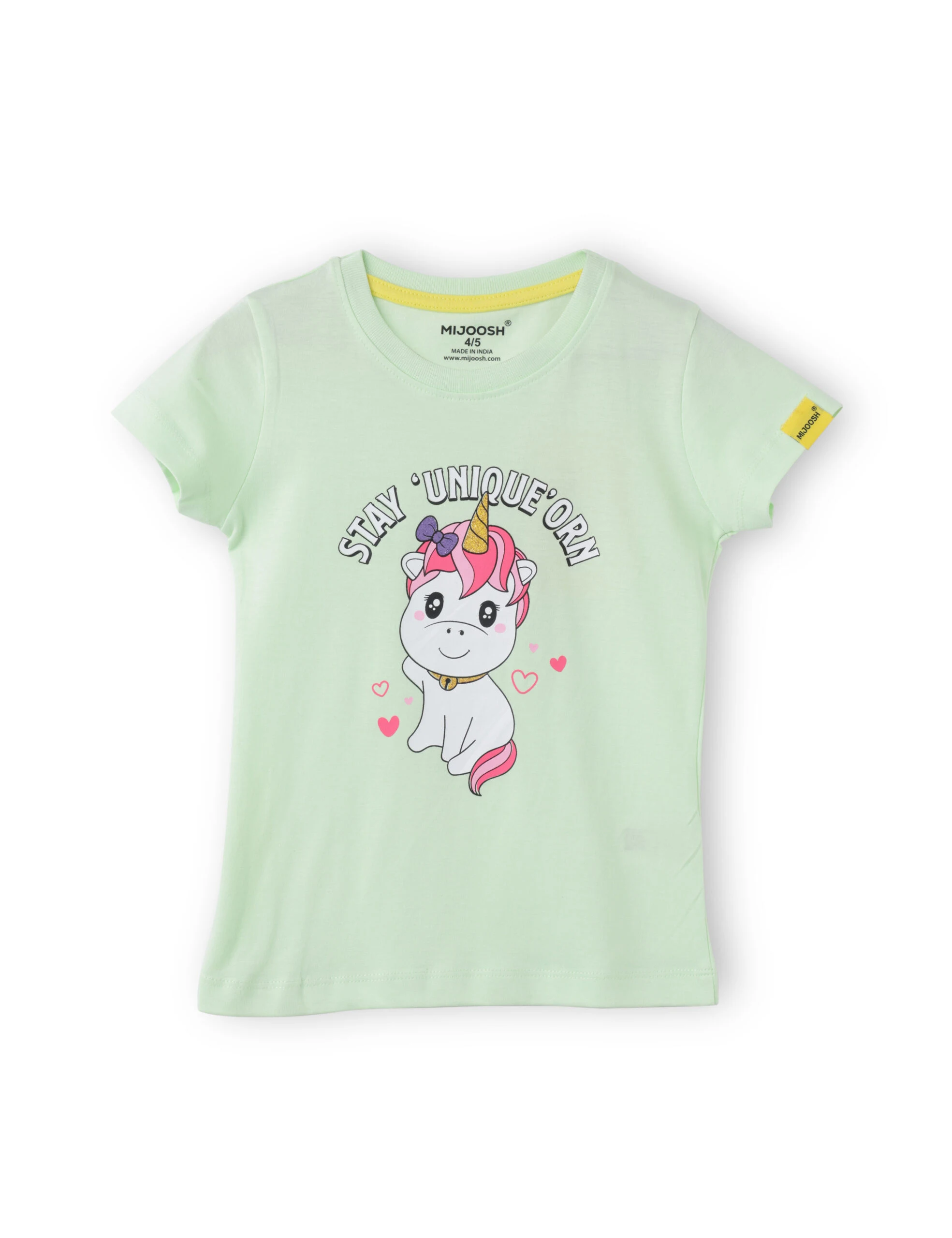 Girls T shirt Cotton Patina Green Cute Unicorn - Image 3