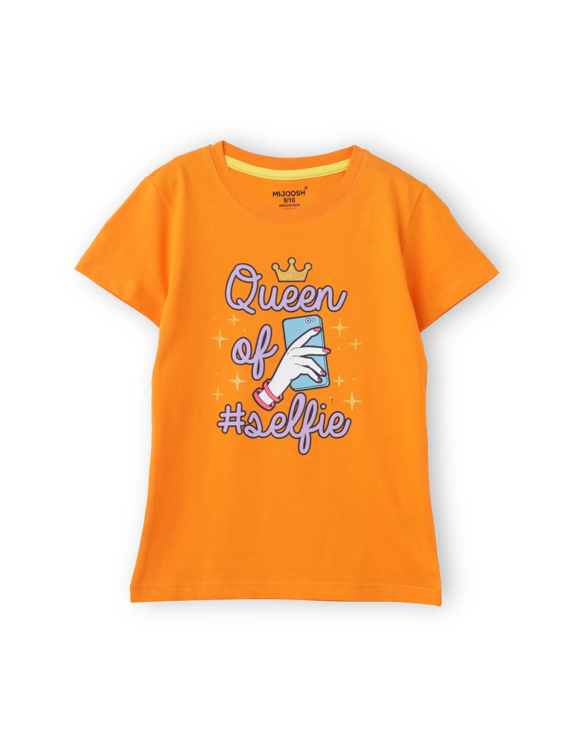 Girls T-Shirt Blazing Yellow / Vibrant Orange, Soft Cotton, Ages 7-14 (2pcs pack) - Image 4