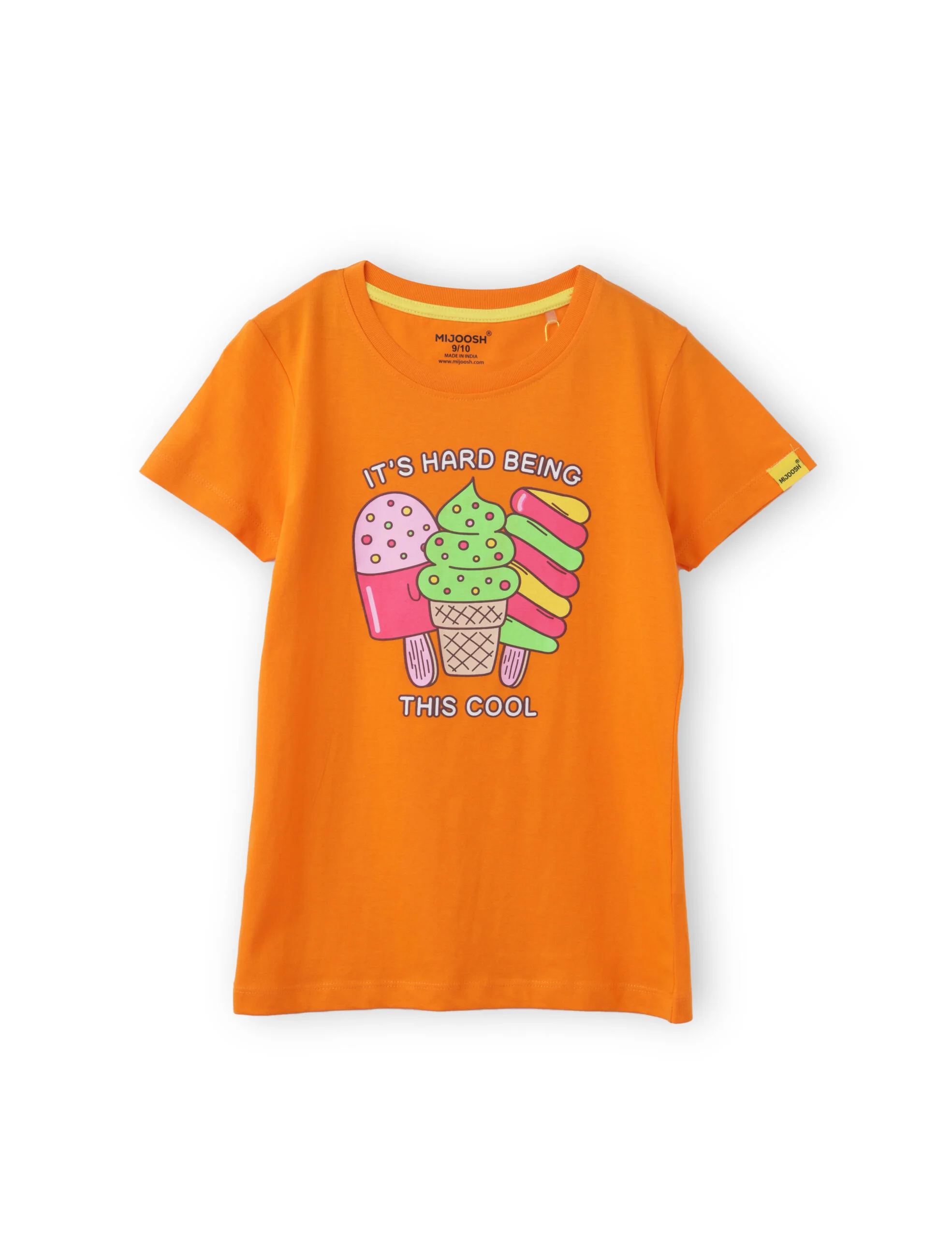 Girls T-Shirt Grey Heather Mélange / Vibrant Orange, Soft Cotton, Ages 7-14 (2pcs pack) - Image 4