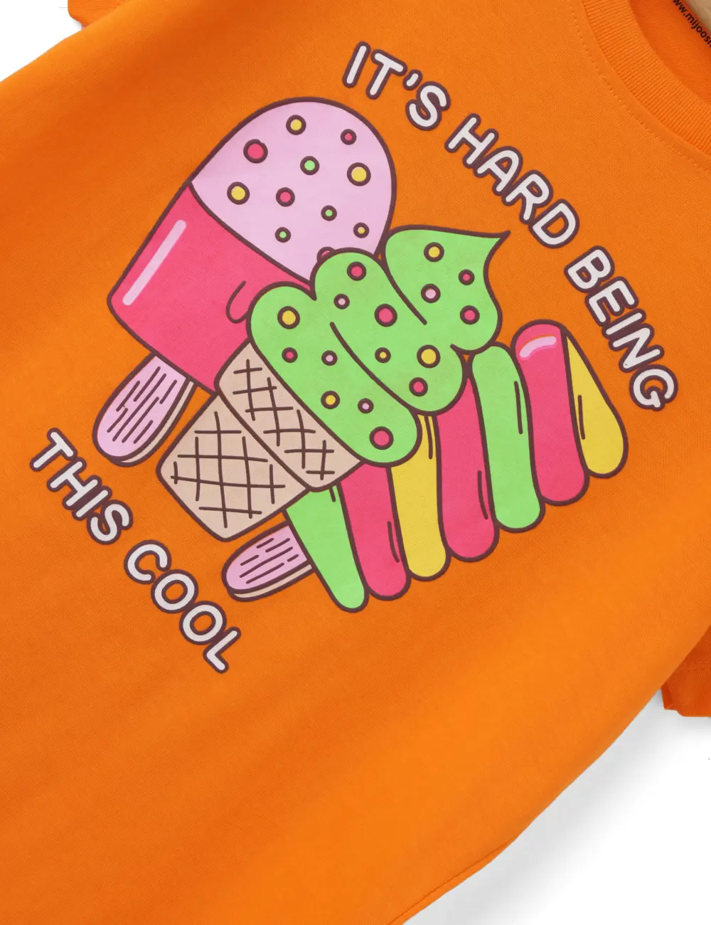 Girls T-Shirt Grey Heather Mélange / Vibrant Orange, Soft Cotton, Ages 7-14 (2pcs pack) - Image 6