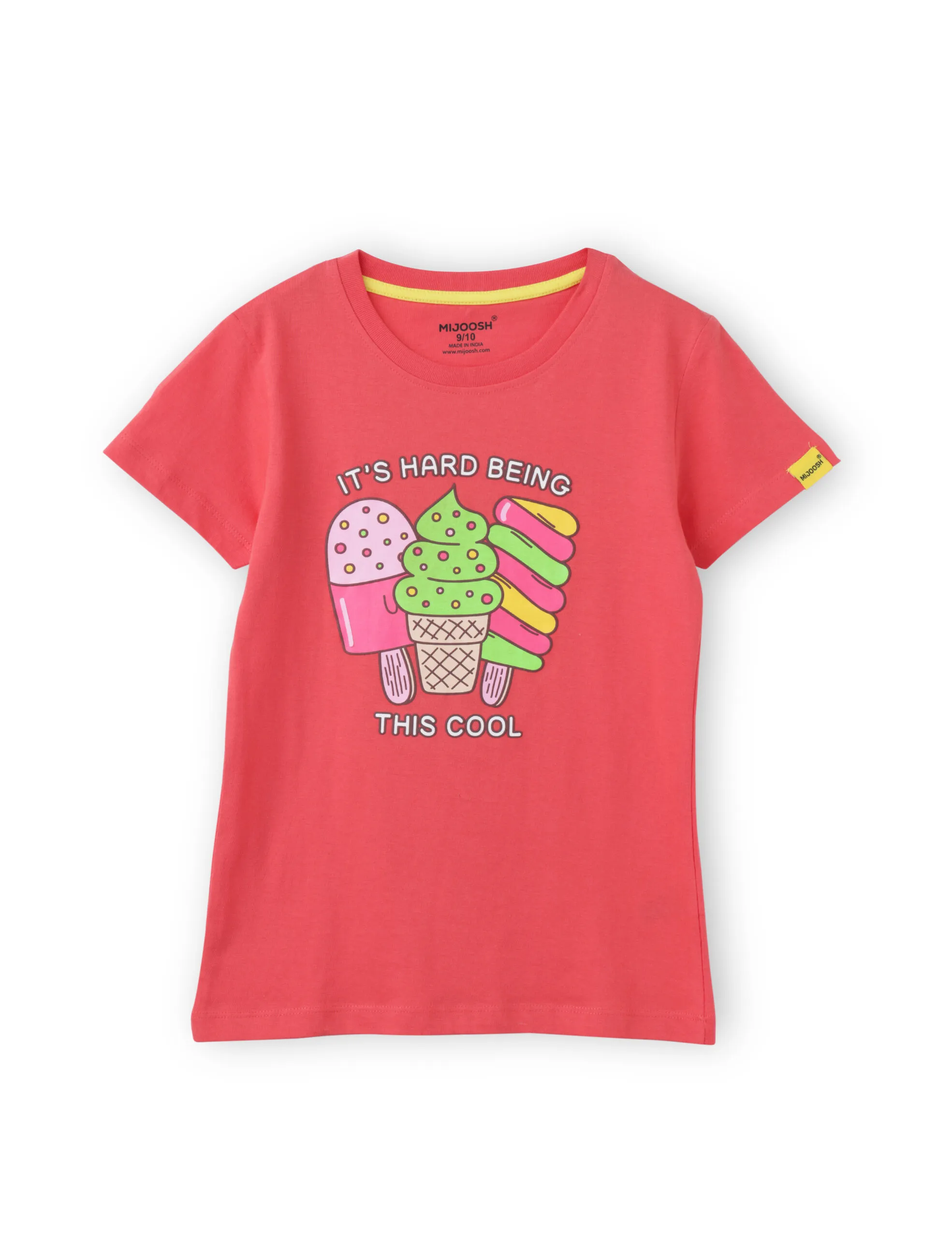 Girls T-Shirt Hibiscus Red / Bonbon Pink, Soft Cotton, Ages 7-14 (2pcs pack) - Image 3