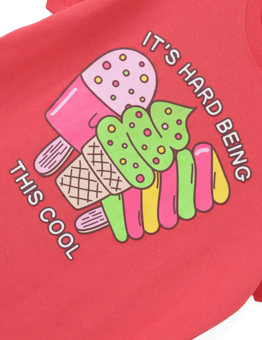 Girls T-Shirt Hibiscus Red / Bonbon Pink, Soft Cotton, Ages 7-14 (2pcs pack) - Image 5