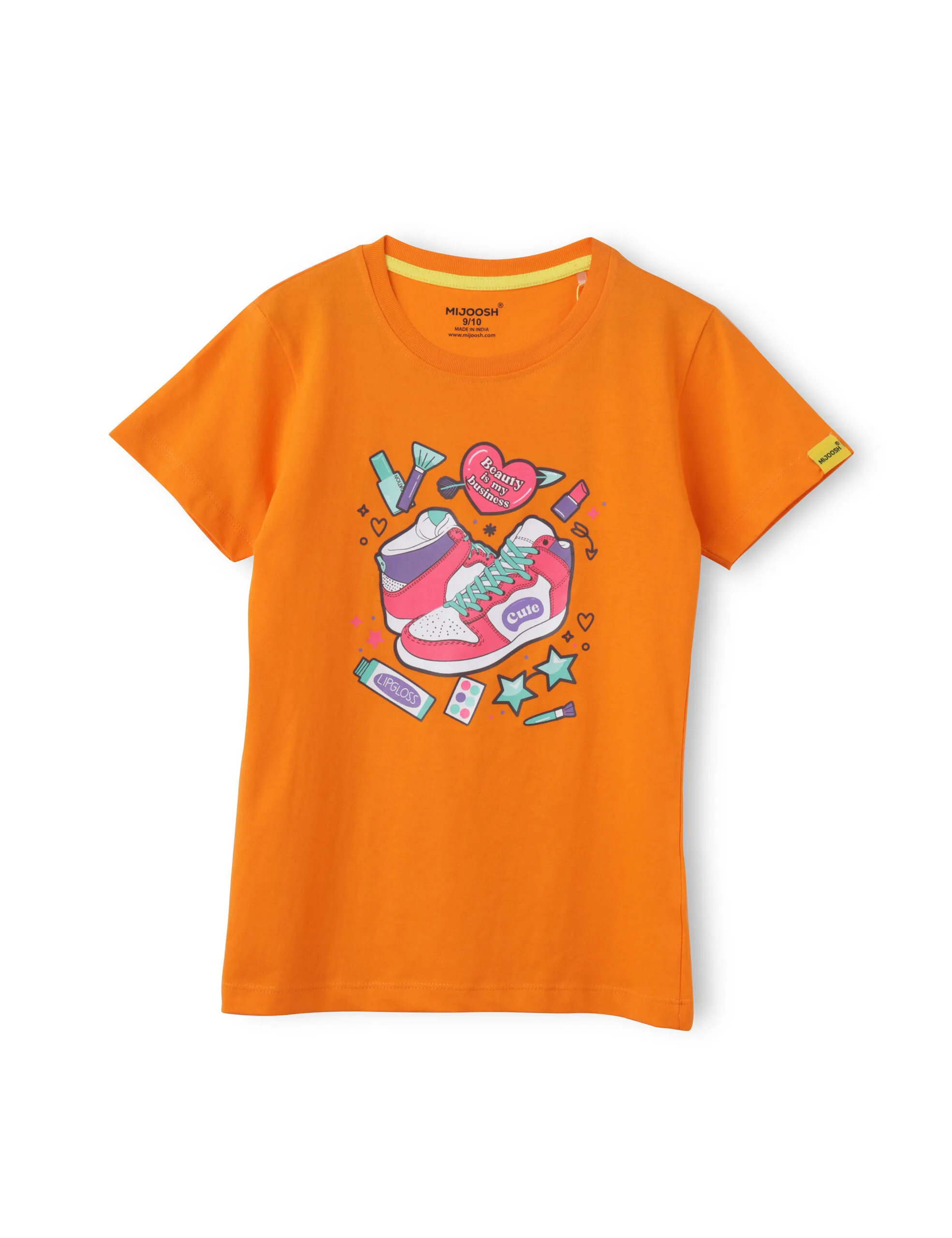 Girls T-Shirt Vibrant Orange / Atomizer Blue, Soft Cotton, Ages 7-14 (2pcs pack) - Image 4