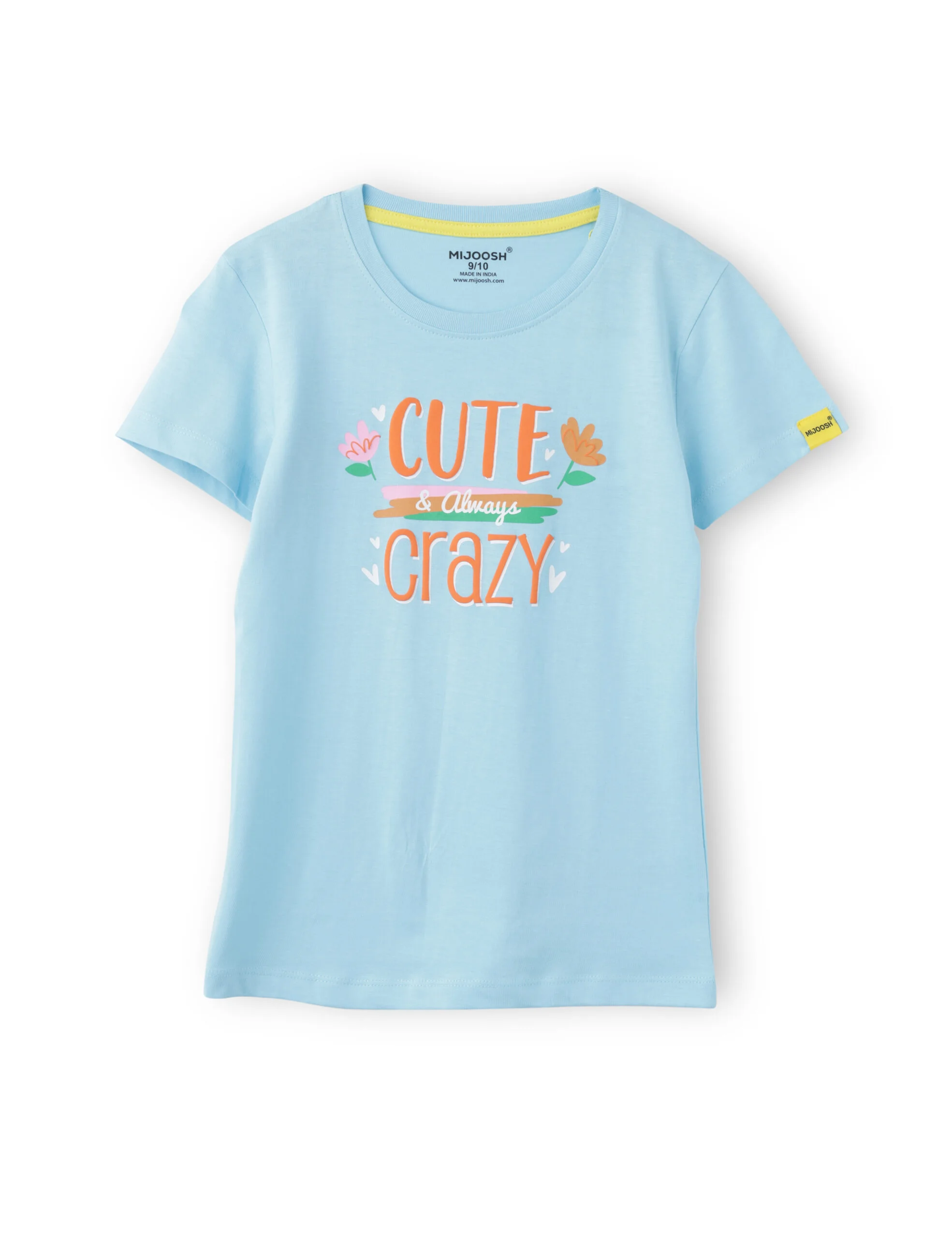 Girls T-Shirt Vibrant Orange / Atomizer Blue, Soft Cotton, Ages 7-14 (2pcs pack) - Image 3