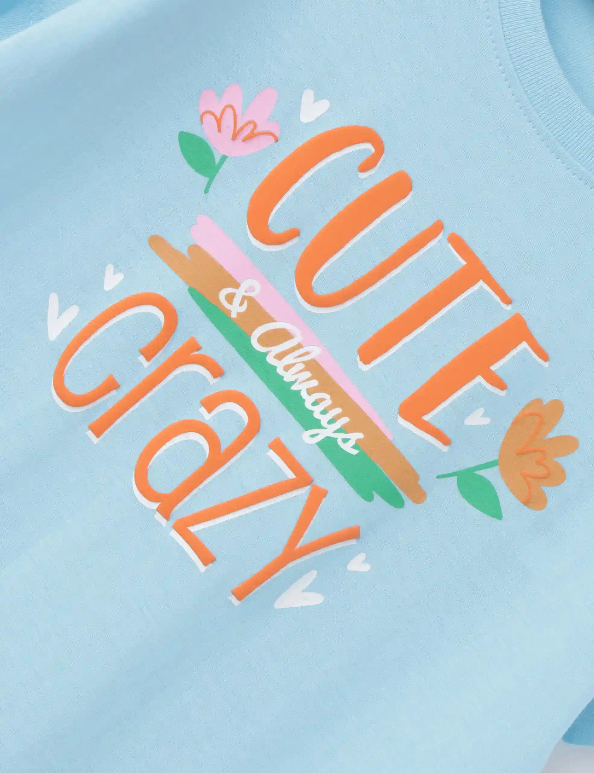Girls T-Shirt Vibrant Orange / Atomizer Blue, Soft Cotton, Ages 7-14 (2pcs pack) - Image 5
