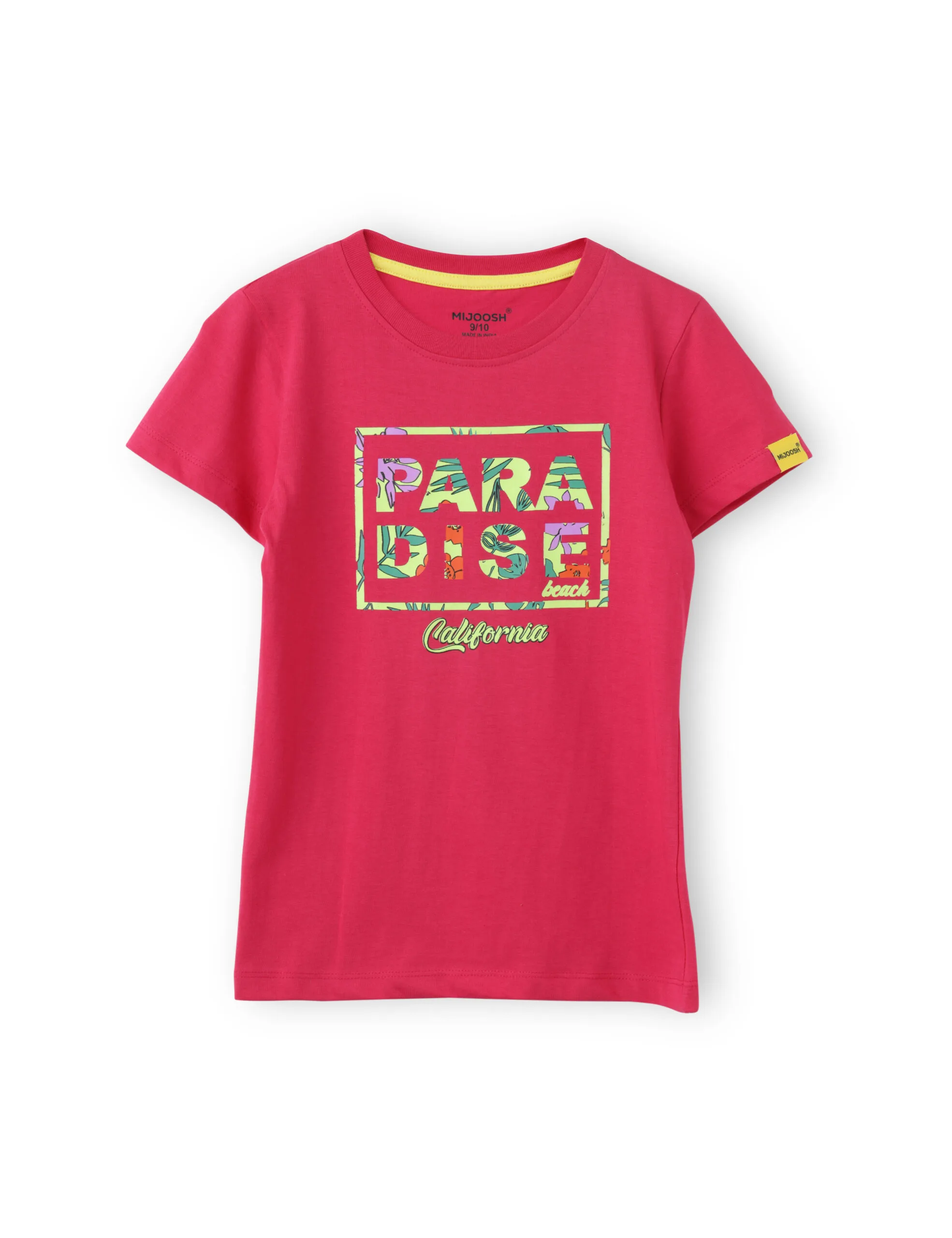 Girls T shirt Cotton Bright Rose Pink Paradise Beach - Image 3